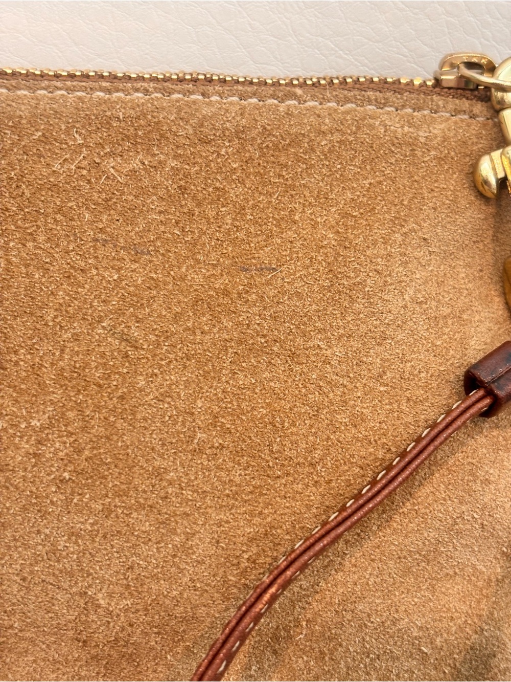 COACH Y2K Leatherware Tan Suede Tassle Wristlet - Picture 8 of 14